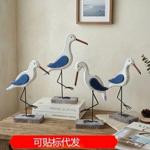 Figura de pájaro de patas largas de madera, decoración del hogar de estilo mediterráneo, adorno de escritorio para sala de estar, diseño simple, forma irregular - Product Image 5