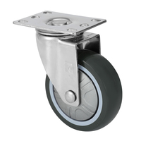 Roue pivotante en acier inoxydable étanche avec frein, roulement en PU 5 pouces vert foncé, verrouillage fixe, roulettes robustes en acier 304 avec roulements 6202