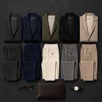 Conjunto de Blazer de Punto Sin Estructura y Pantalón Ajustado para Hombre, OEM Personalizado, Moderno, Informal de Negocios, Ropa Profesional de Oficina con Solapas