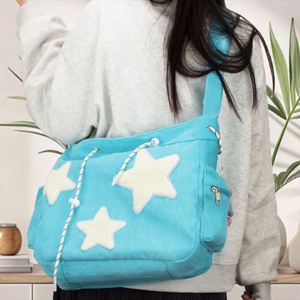 Sac fourre-tout et bandoulière en velours côtelé grande capacité pour femmes, style preppy, portable, pour le quotidien et les voyages - Product Image 3