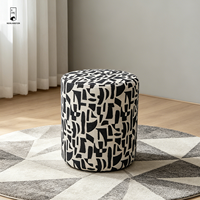 Pouf cylindrique moderne abstrait, tabouret rembourré rond, repose-pieds, tabouret d'appoint multifonctionnel pour salon et chambre à coucher