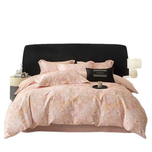 Parure de lit quatre pièces en pur coton, housse de couette et draps, taille extra large standard, antibactérienne, anti-acariens, transfert thermique - Product Image 5