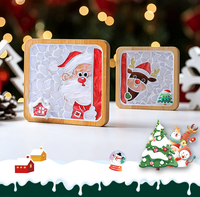 Kit de Mosaïque de Noël pour Sous-Verres en Bois Carrés et Ronds de 10 cm – Bricolage Créatif, Jouet Éducatif STEM, Cadeau de Vacances pour Enfants, Fait Main, OEM