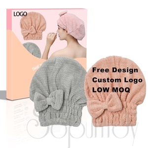 Serviette à cheveux en microfibre douce avec logo personnalisé, idéale pour hommes et femmes, pour usage quotidien après la douche, en voyage, à la maison, essentiel pour la salle de bain - Product Image 1