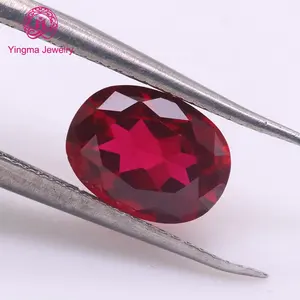 Factory Loose Sapphire Oval Shape Stone Customizable 5x7mm-9x11mm Pigeon Blood Ruby Lab Grown Sapphire Synthetic Gemstones