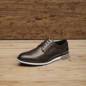 Zapatos Oxford de Cuero Genuino Marrón Oscuro para Hombre, Punta Redonda, con Cordones, Forro de Malla Transpirable, Suela de Goma, Estilo para Caminar en Todas las Estaciones - Product Image 3
