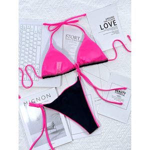 Costume da Bagno <span class=keywords><strong>Sexy</strong></span> a Due Pezzi per Donne 2022, <span class=keywords><strong>Bikini</strong></span> Triangolare Lucido per Ragazze - Product Image 5