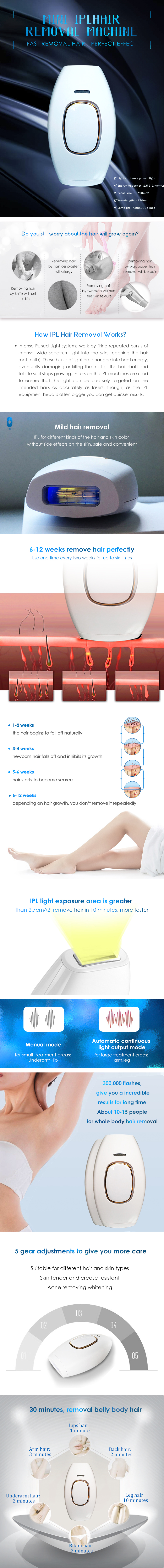 Custom Logo Electric Skin Silk Home Use Face Ipl Armpit Machine Hair Removal