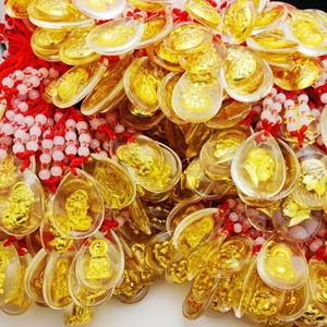 Colgante de oro de cristal, con forma de manzana, Buda dorado, Guanyin, doce animales del zodiaco, colgante de bolsa de la suerte en forma de lágrima - Product Image 3