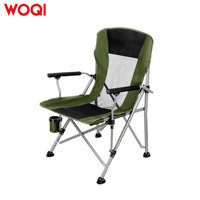 Chaise de camping pliable robuste WOQI avec accoudoirs et porte-gobelet, idéale pour la plage, les pique-niques et la pêche, vente en gros