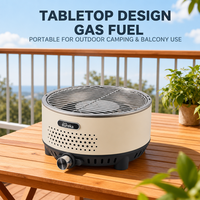 Barbecue à gaz portable moderne en acier avec brûleur unique, gril à charbon de bois rond en fonte de 11,6 pouces pour camping, camping-car, yacht
