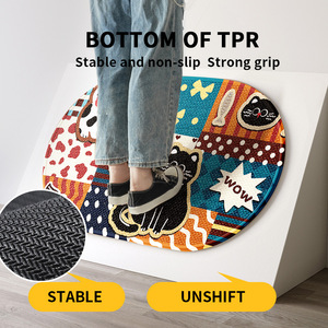 Cartoon Oval <b>Bath</b> Mat Polyester Fiber Absorbent Anti Slip For Bathroom - Product Image 5