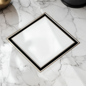 Drain <span class=keywords><strong>de</strong></span> douche encastré <span class=keywords><strong>de</strong></span> haute qualité 15x15CM (6 pouces) avec adaptateur <span class=keywords><strong>de</strong></span> sortie horizontale en acier inoxydable 304 brossé - Product Image 1