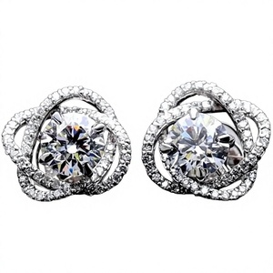 AMBER JEWELS Pendientes Unisex de Oro Sólido de 14K con Diamantes Cultivados en Laboratorio, Chapados en Platino, Certificados por IGI, Corte Brillante Vintage, Aniversario - Product Image 1