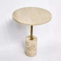 Table basse de salon personnalisée, minimaliste, moderne, de luxe, haut de gamme, petite, avec plateau en marbre naturel et base en métal doré