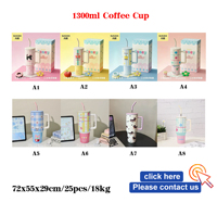 RTS en Stock, 1300ml, acero inoxidable, impresión 3D, vaso colorido, vaso al vacío, taza de viaje, taza de café con tapa