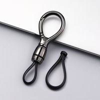 Porte-clés de voiture en métal, alliage de zinc, anneau porte-clés, argent gunmetal, rond, ovale, universel