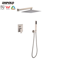 Pour Empolo Ensemble de douche de pluie à 2 voies de luxe Système de mélangeur en nickel à brosse dissimulée avec robinet d'équilibre de pression Combo de bain-Fabriqué en laiton