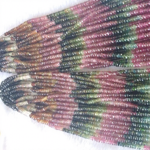 Perles en vrac de tourmaline pastèque naturelle et d'agate, multicolores, certifiées par un tiers, fabriquées en Inde pour la bijouterie - Product Image 1