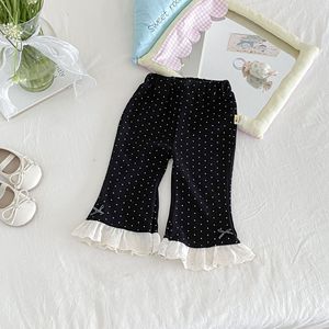 Pantalones de <span class=keywords><strong>Campana</strong></span> de Algodón Suave con Volantes de Encaje y Puntos Estilo Coreano para Bebés Niñas - Colección Otoño - Product Image 1