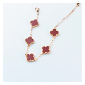 Wholesale Stainless Steel <b>Red</b> Enamel Chain <b>Bracelet</b> Women's Fashion Jewelry Vefiery OEM ODM - Product Image 1