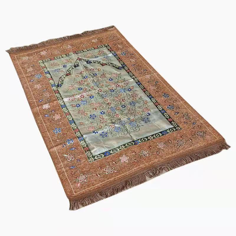 Tappeto Da Preghiera Musulmano Completo – Con Tasbih E Borsa Trasporto – Pieghevole Per Viaggio – Colore Verde Erba, 70x110 Cm