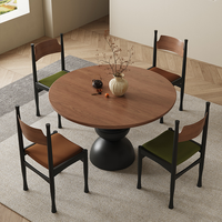 Ensemble de salle à manger rond en bois massif, table ronde de style créatif, mobilier vintage français