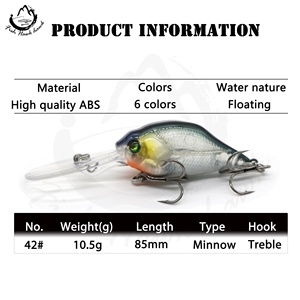 10.5 Gam/85 Mét Dài Lipless Quảng Trường Bill Minnow Crankbait Trống Mồi Câu Cá Với Treble Lưỡi Câu Cá - Product Image 2