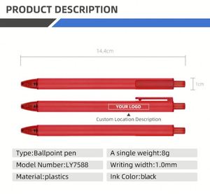 Custom Logo <b>Press</b> Plastic Ballpoint With Clip Lightweight Colorful Pen 1.0Mm Black Ink - Product Image 5