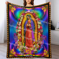 Cadeaux chrétiens pour femmes Cadeaux catholiques Notre-Dame de la Vierge Marie Couverture religieuse Couverture en micro polaire ultra-douce