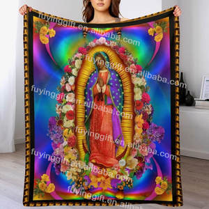 هدايا مسيحية للنساء هدايا كاثوليكية بطاينة نسائية من العذراء مريم بطانية كريمة رقيقة للغاية بطانية صوف صغيرة - Product Image 5