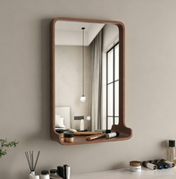 Miroir d'habillage intelligent en bois massif vintage miroir de toilette mural miroir de salle de bain miroir de maquillage avec lumière LED