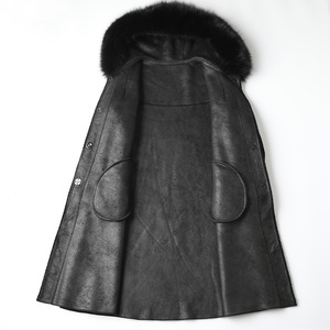 معطف نسائي A50077 من الصوف الحقيقي مع ياقة من فرو الثعلب، معطف شتوي دافئ للنساء من صوف الأغنام، معاطف باركر كبيرة الحجم - Product Image 4