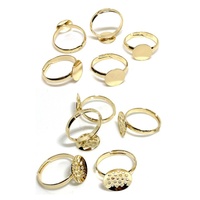 Base de bague ajustable vide en acier inoxydable doré/argenté pour cabochons plats, idéale pour la création de bijoux DIY