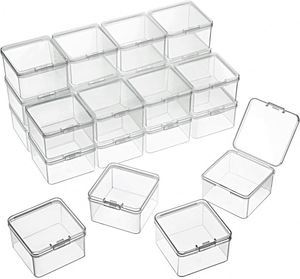 Small Clear Plastic Beads Storage Containers Box with Hinged Lid for Crafts