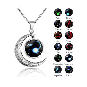 Collares de Plata con Colgante de Luna y Cristal Luminoso para Niñas, Colgante del Horóscopo de los 12 Signos del Zodíaco - Product Image 2