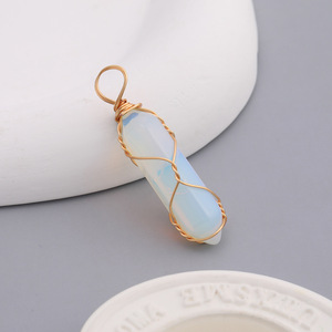 Natural Gold Wire Wrapped Quartz Reiki Healing <strong>Stones</strong> Spiritual Hexagonal <strong>Chakra</strong> Pendant for Jewelry Making - Product Image 3