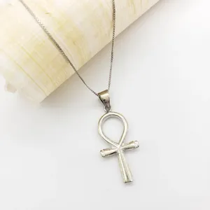 <span class=keywords><strong>Amuleto</strong></span> de acero inoxidable chapado en oro de 18 quilates, collar de Anker egipcio, <span class=keywords><strong>amuleto</strong></span> cruzado personalizado simple y personalizado - Product Image 1