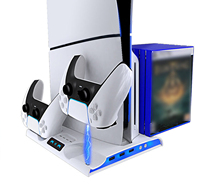 Nouvelle station de charge et de refroidissement pour console avec éclairage RGB coloré, support pour écouteurs et support de stockage pour disque dur mobile pour PS5 Slim