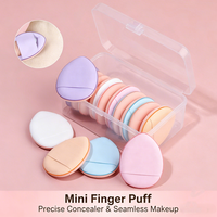 Mini houppette de maquillage en forme de goutte d'eau pour les doigts, finition cuir, double usage sec et humide, vente en gros, houppette à poudre de haute qualité