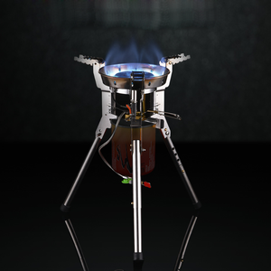 Réchaud à gaz de camping en plein air réglable en acier haute puissance pliant coupe-vent avec brûleur au butane portable et étui de transport BRS - Product Image 2