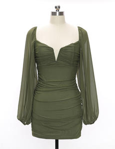 Abito plissettato senza schienale <span class=keywords><strong>da</strong></span> donna capodanno _ eleganti abiti <span class=keywords><strong>da</strong></span> <span class=keywords><strong>sera</strong></span> in maglia tinta unita a doppio strato Mini <span class=keywords><strong>abbigliamento</strong></span> femminile - Product Image 4