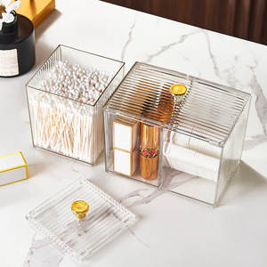 Cosmetic Storage Box With Compartments Transparent Makeup Organizer For Cotton Pads Swabs Lipstick And Pads Dressing Table Use - Product Image 5