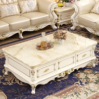 Juego de Muebles de Sala de Estar con Mesa de Centro de Mármol Estilo Europeo y Mueble para TV, Madera Sólida, Moderno y Minimalista, No Requiere Ensamblaje