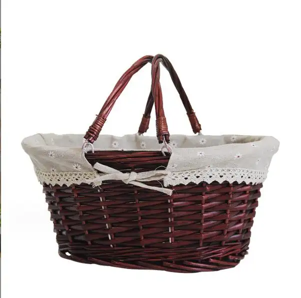 Hot sale cheap wicker woven basket picnic wedding party decoration oval willow woven picnic basket