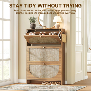 Étagère <span class=keywords><strong>à</strong></span> chaussures moderne 24cm <span class=keywords><strong>à</strong></span> 3 niveaux, design ultra-mince, tiroir <span class=keywords><strong>à</strong></span> rabat blanc, en bois, peu encombrant, salon, entrée, appartement, armoire <span class=keywords><strong>à</strong></span> chaussures - Product Image 2