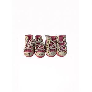 Scarpe per cani rosa alte con stelle e cuori per cuccioli, confezione da 12 pezzi - Product Image 1