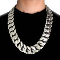 Mens 31MM Large Heavy Polished Custom Necklace Stainless Steel Plated 18K Gold Thick Chunky Cuban Curb Chain Link Necklace