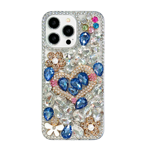 Funda de Teléfono de Lujo con Corazón 3D Colorido, con Perlas y Diamantes, para iPhone 17 16 Pro Max, Transparente con Brillantina - Product Image 2