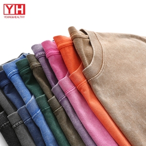 Haute qualité 230g manches courtes100 % coton t-shirts sans Logo personnalisé grande taille hommes surdimensionné lavage à l'acide Vintage t-shirt - Product Image 2